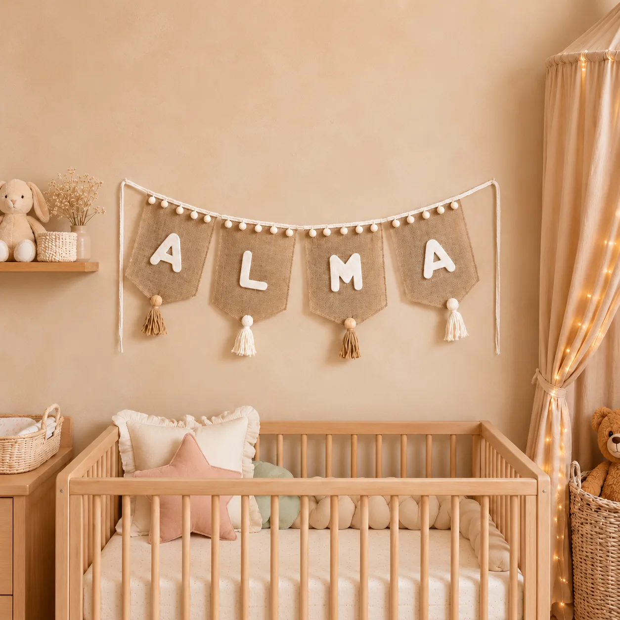 Guirnalda Nombre BEIGE ALMA CUARTO