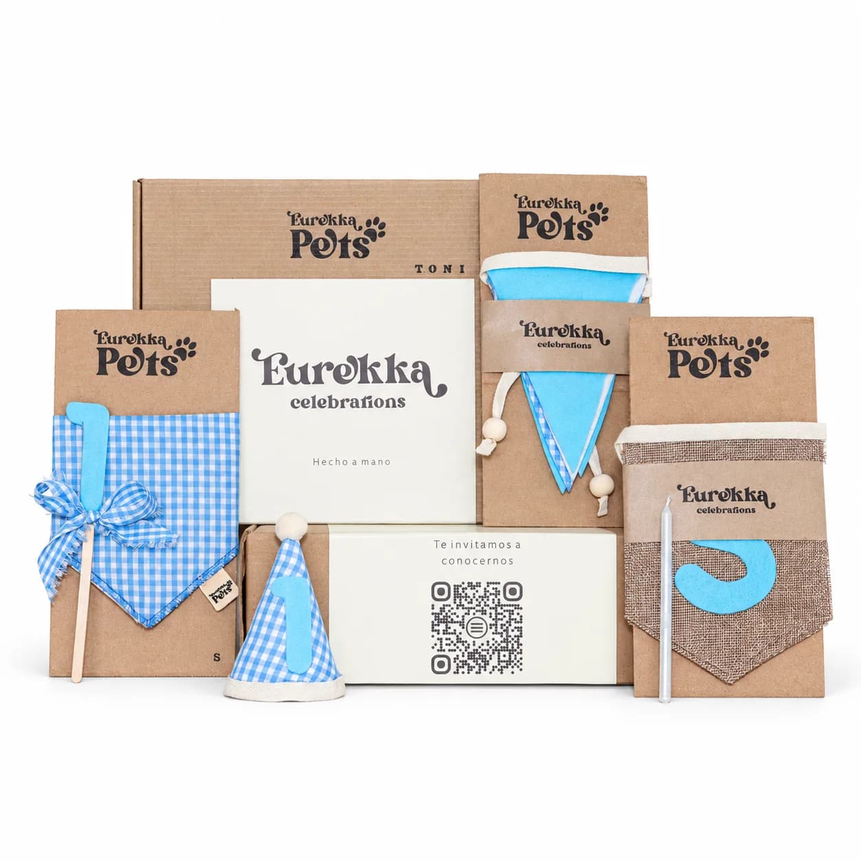 Kit Eurekka Pets empaque azul pastel
